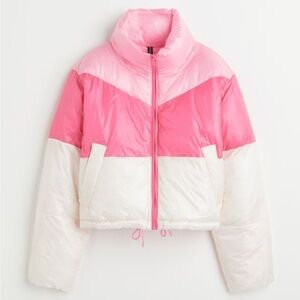Divide water repellent ski puffer - white and pink color block